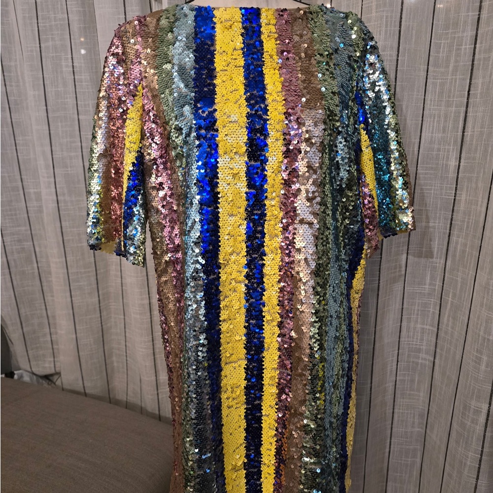 Sequin Striped Midi Dress